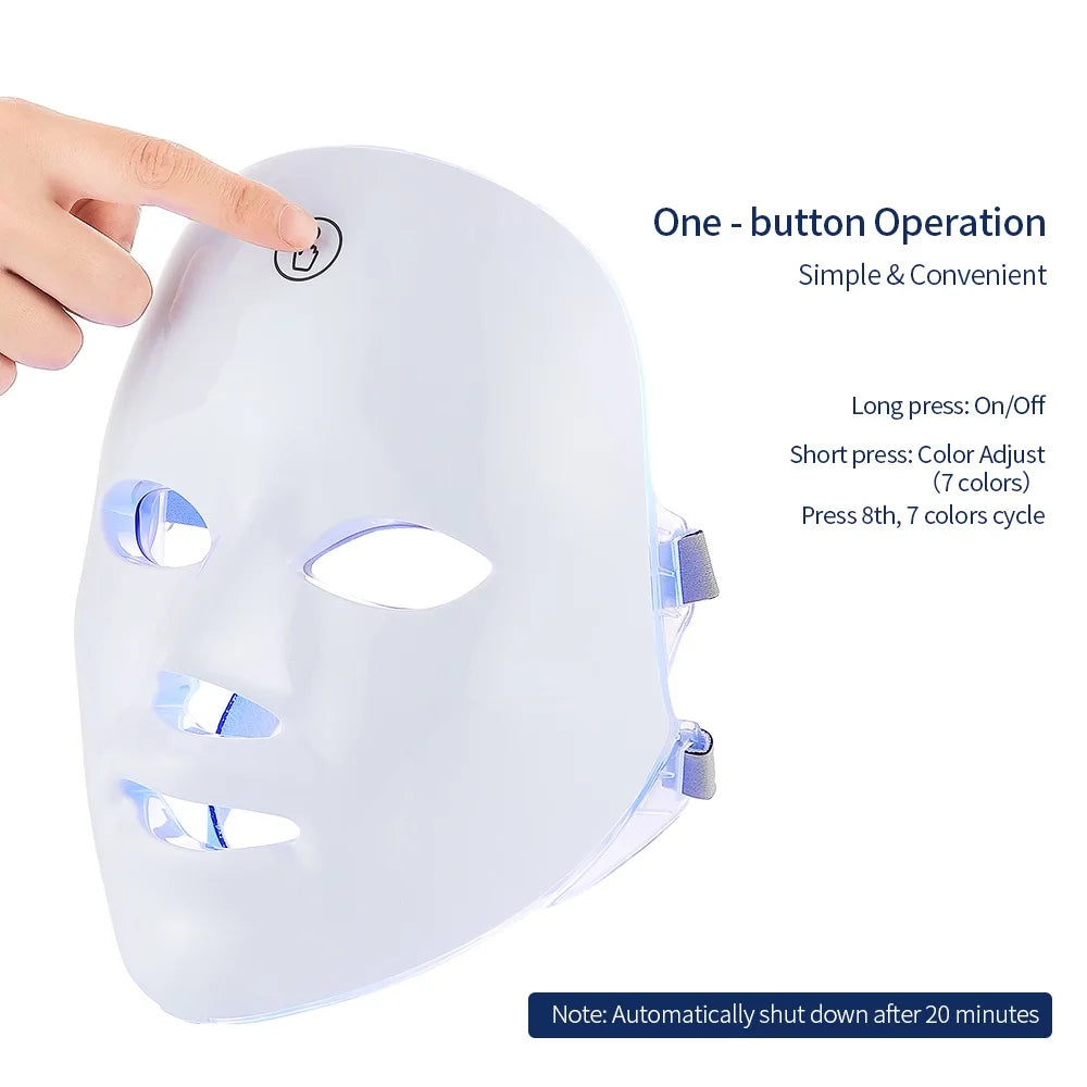 VELYN™ 7-Kleuren LED Gezichtsmasker – Draadloze Lichttherapie voor Huidherstel